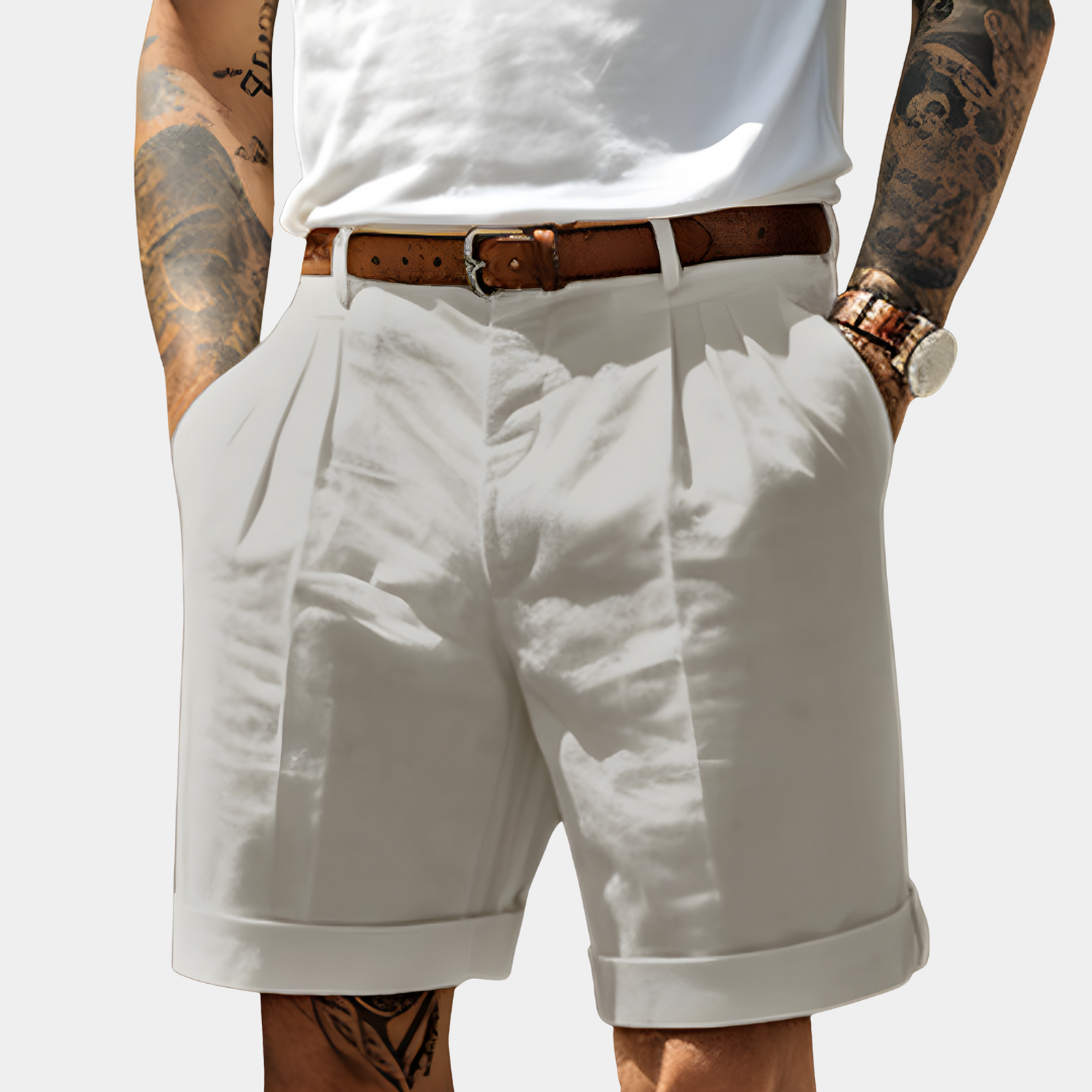 Short Chino Homme à Revers et Ceinture