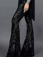 Pantalon Évasé à Paillettes Rayées