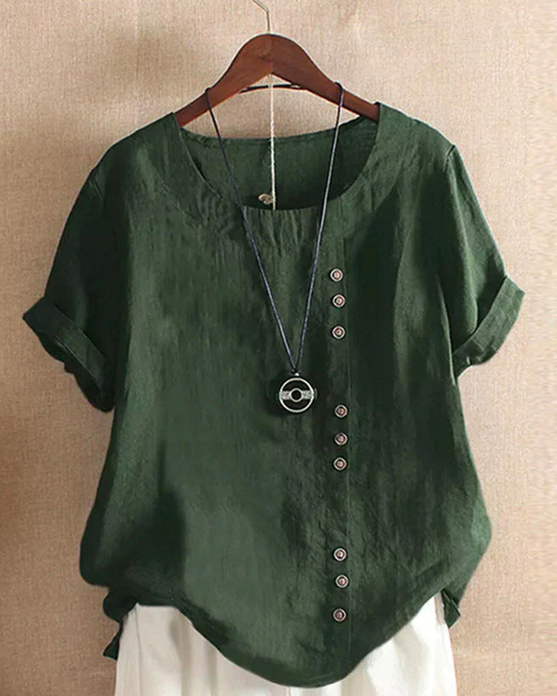 Blouse Femme Boutonnée Lin Décontractée