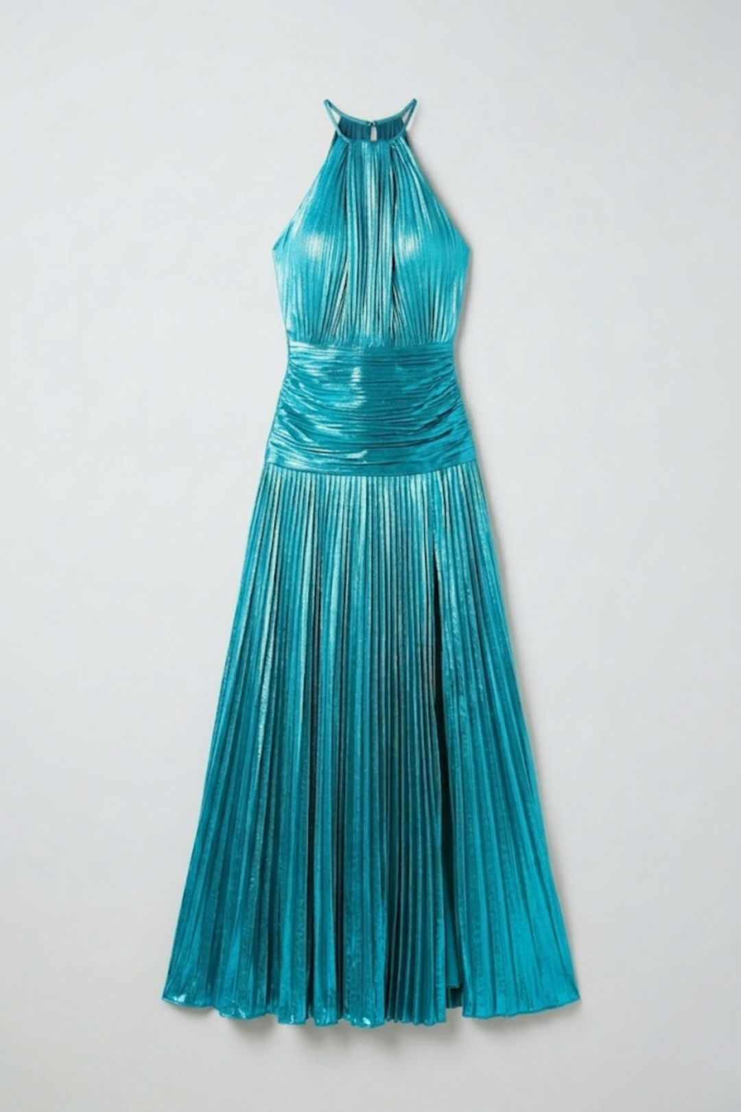 Robe Longue Plissée à Col Halter Femme