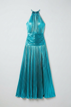 Robe Longue Plissée à Col Halter Femme
