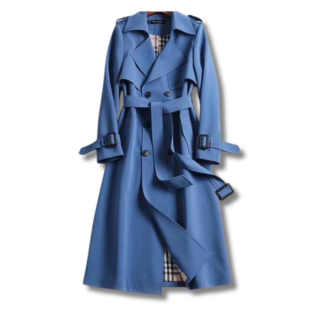 Trench Long Croisé avec Ceinture