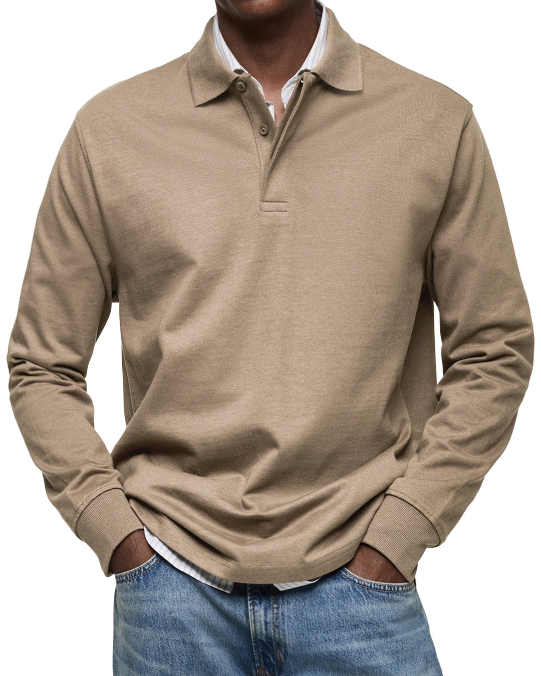 Polo Homme à Manches Longues et Col Classique