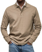 Polo Homme à Manches Longues et Col Classique