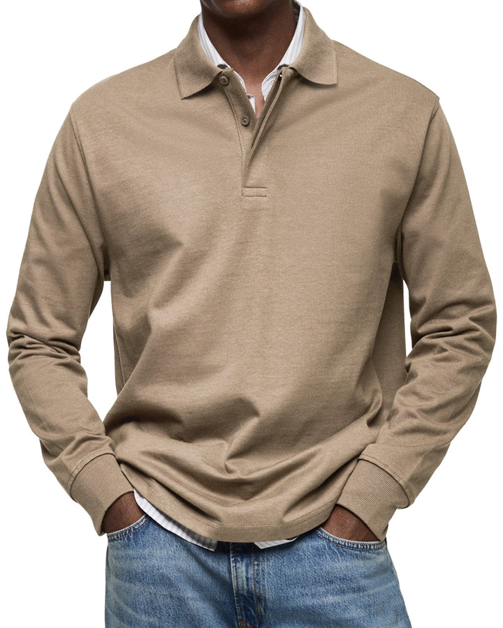 Polo Homme à Manches Longues et Col Classique