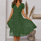 Robe Midi Imprimée à Col V Femme
