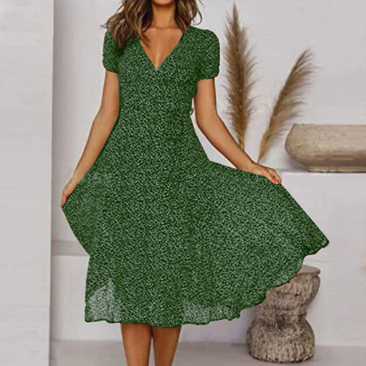 Robe Midi Imprimée à Col V Femme