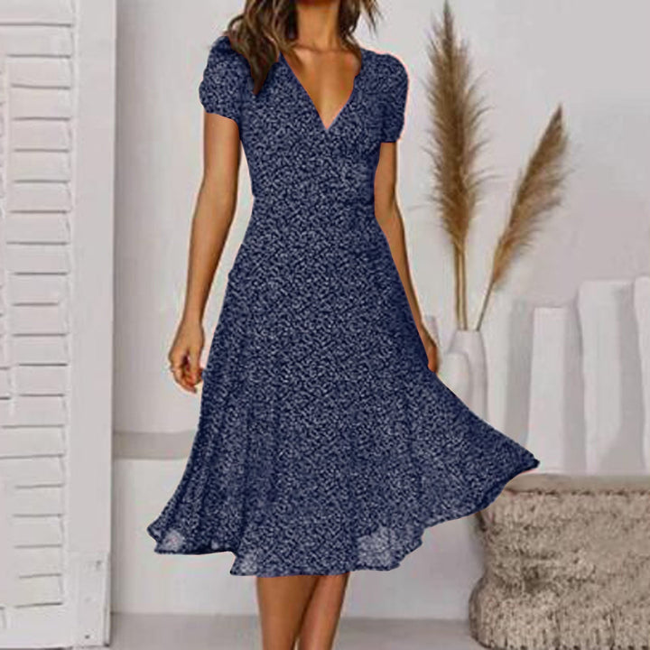 Robe Midi Imprimée à Col V Femme