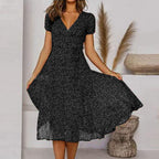 Robe Midi Imprimée à Col V Femme