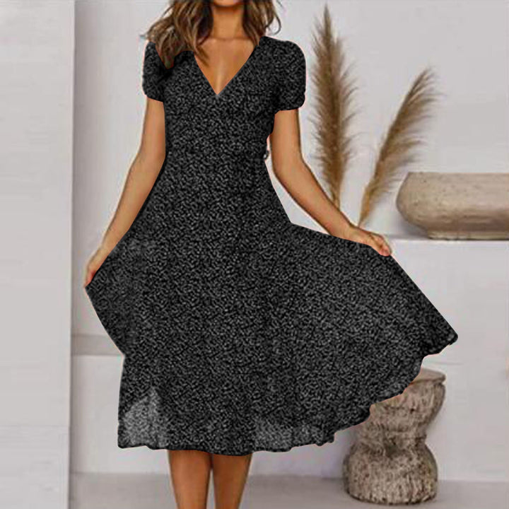Robe Midi Imprimée à Col V Femme