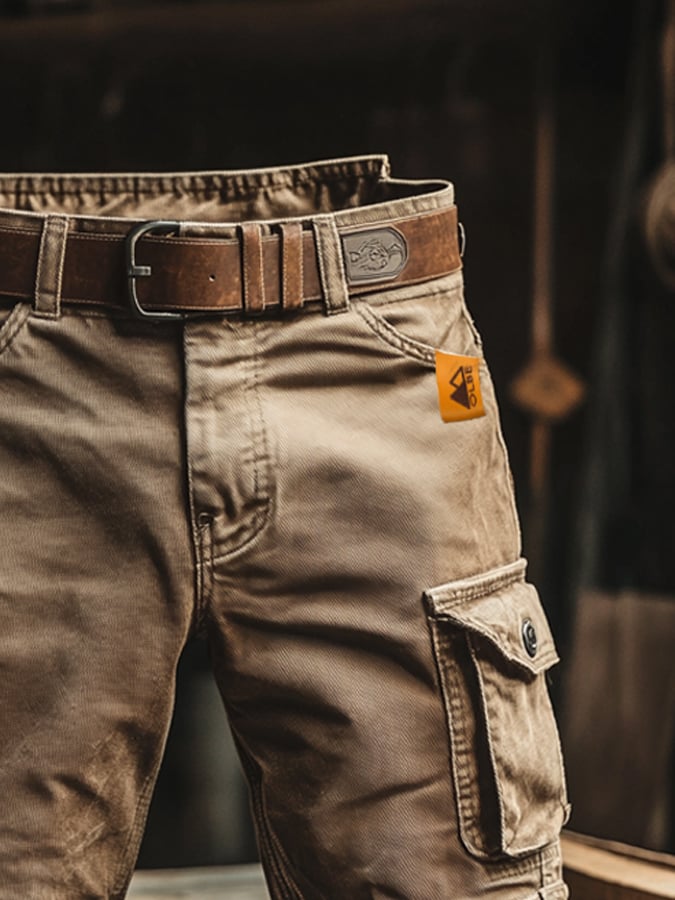 Short Cargo Homme Multi-Poches avec Ceinture