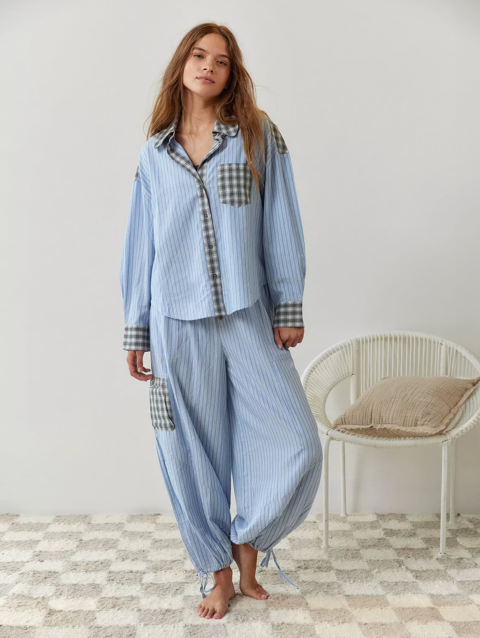 Ensemble Pyjama Rayé Patchwork Femme