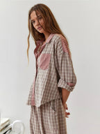 Ensemble Pyjama Rayé Patchwork Femme
