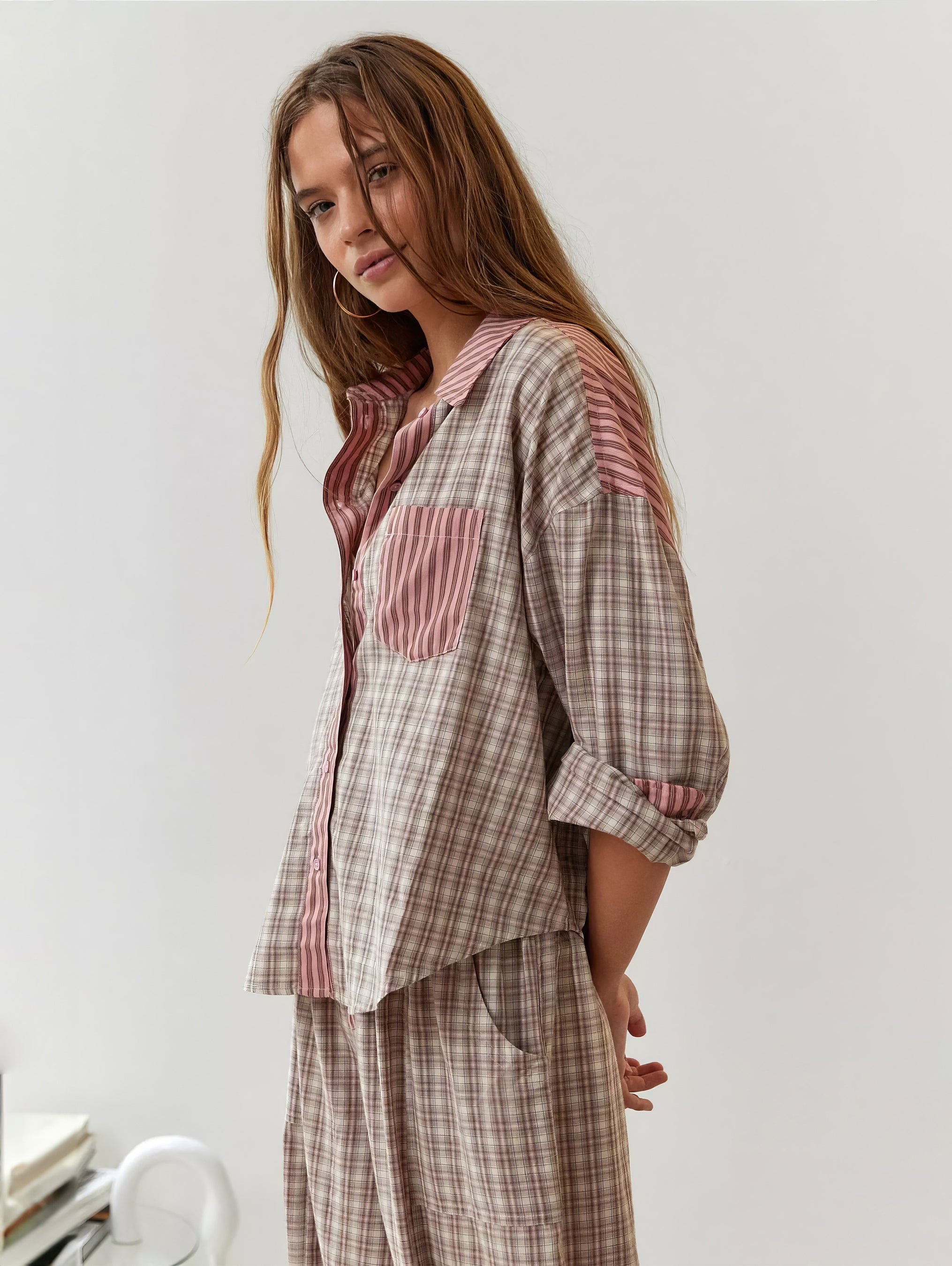 Ensemble Pyjama Rayé Patchwork Femme