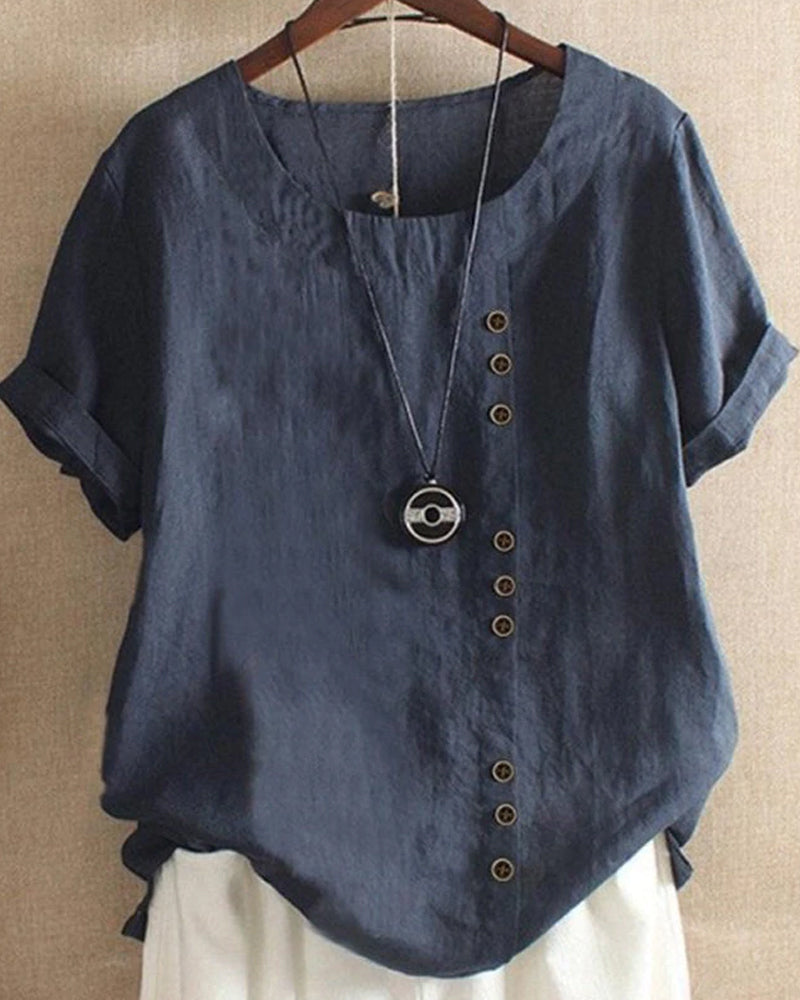 Blouse Femme Boutonnée Lin Décontractée