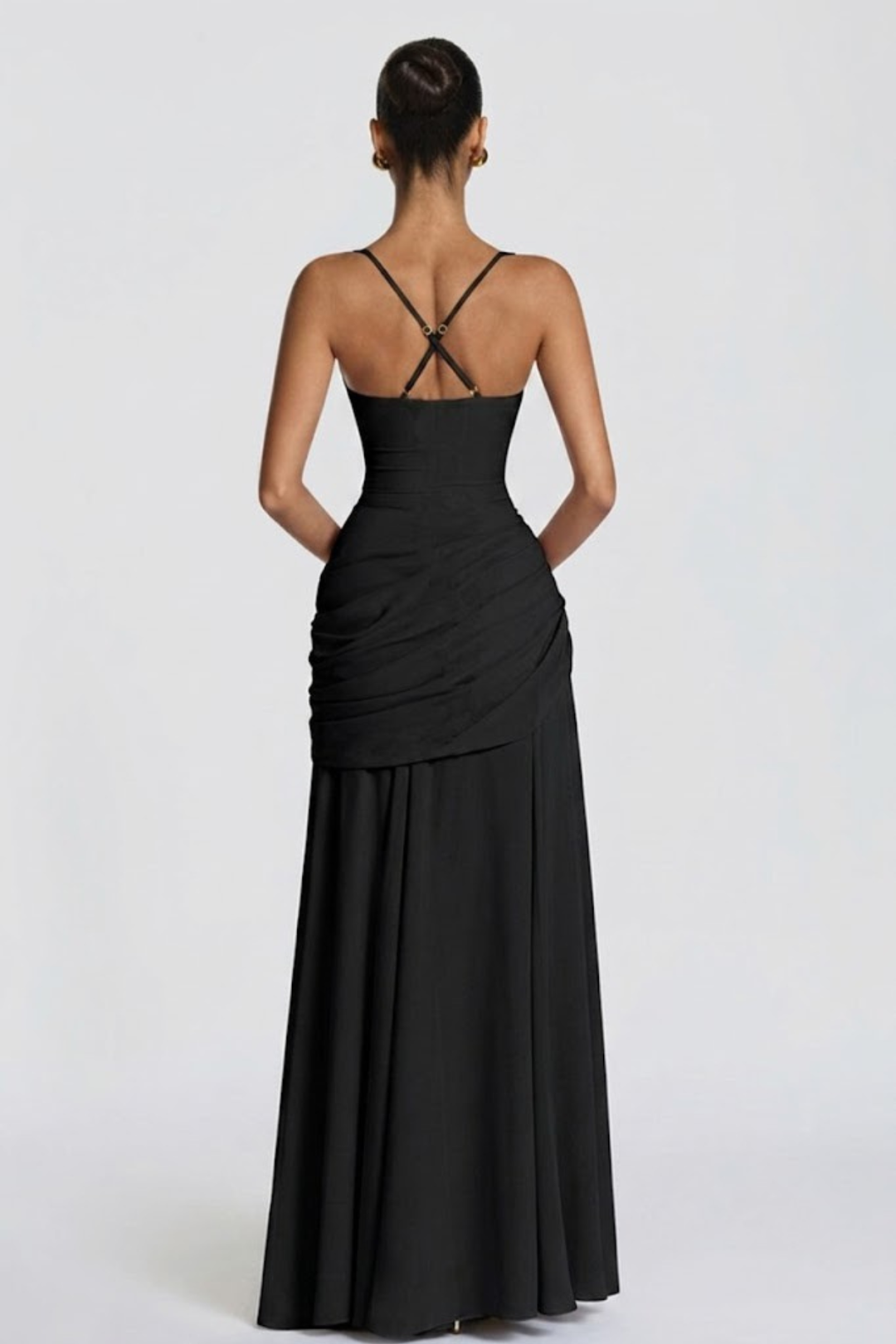 Robe Longue Drapée à Bretelles Femme