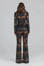 Ensemble Dentelle Blazer et Pantalon Évasé