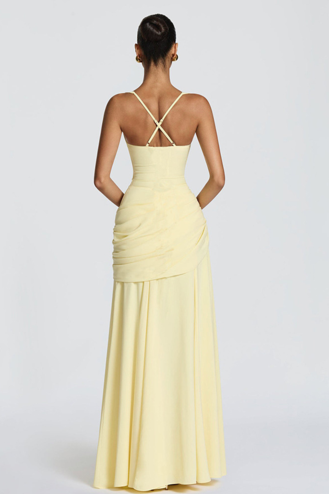Robe Longue Drapée à Bretelles Femme