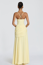 Robe Longue Drapée à Bretelles Femme