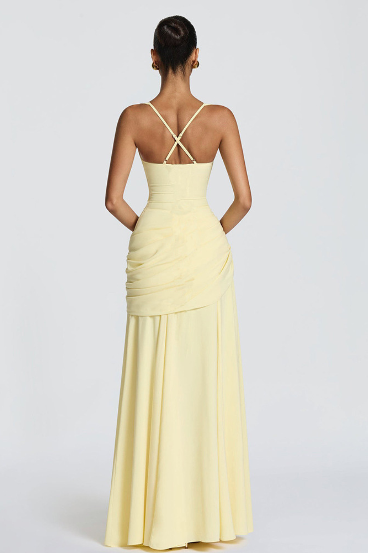 Robe Longue Drapée à Bretelles Femme