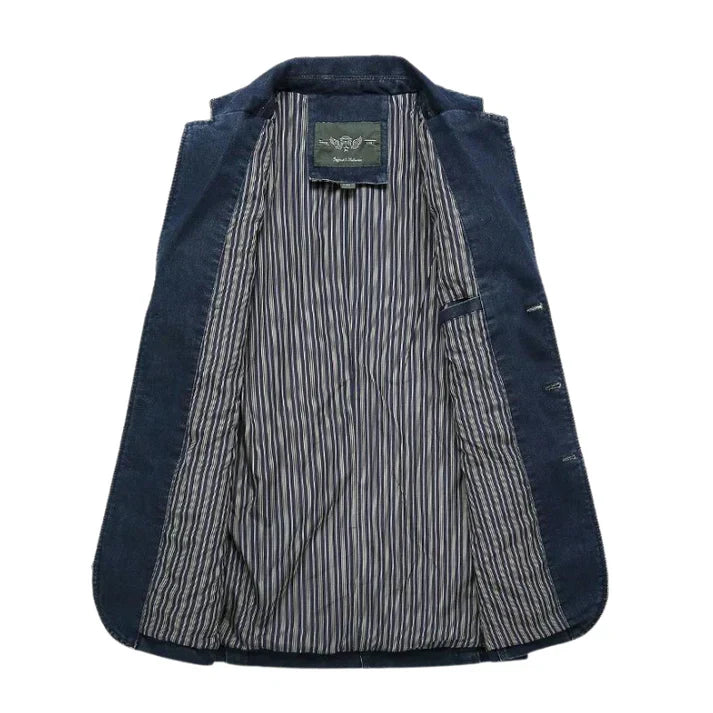 Blazer en Denim Homme à Coupe Tailleur