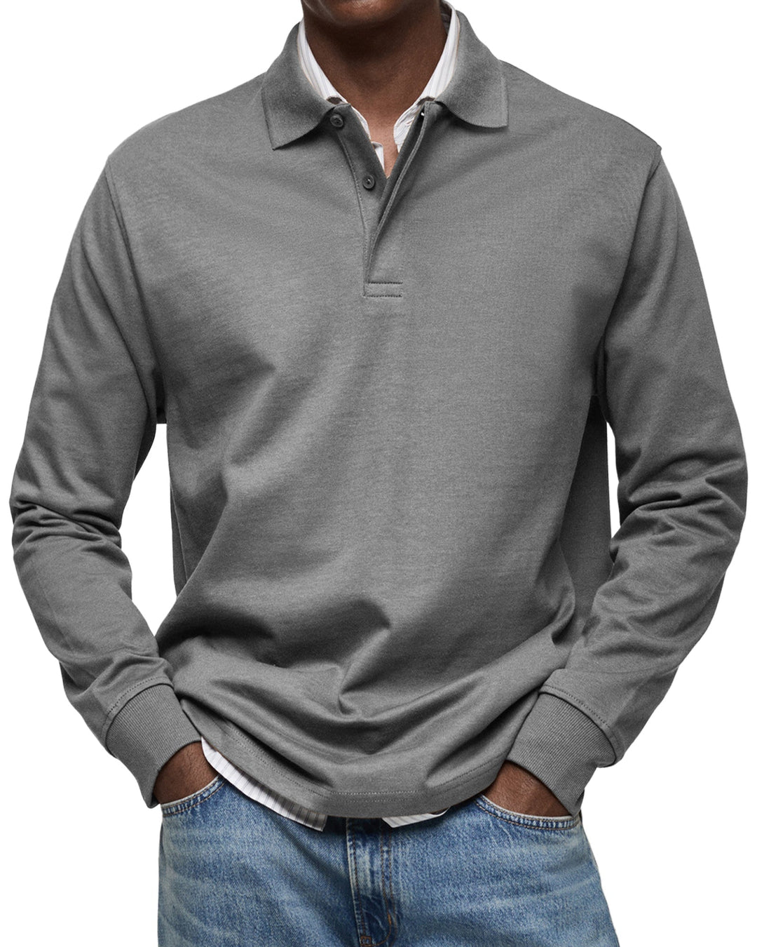 Polo Homme à Manches Longues et Col Classique