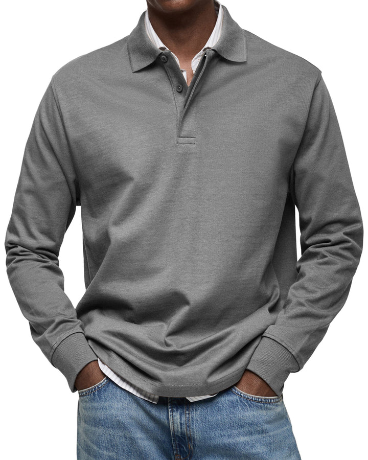 Polo Homme à Manches Longues et Col Classique