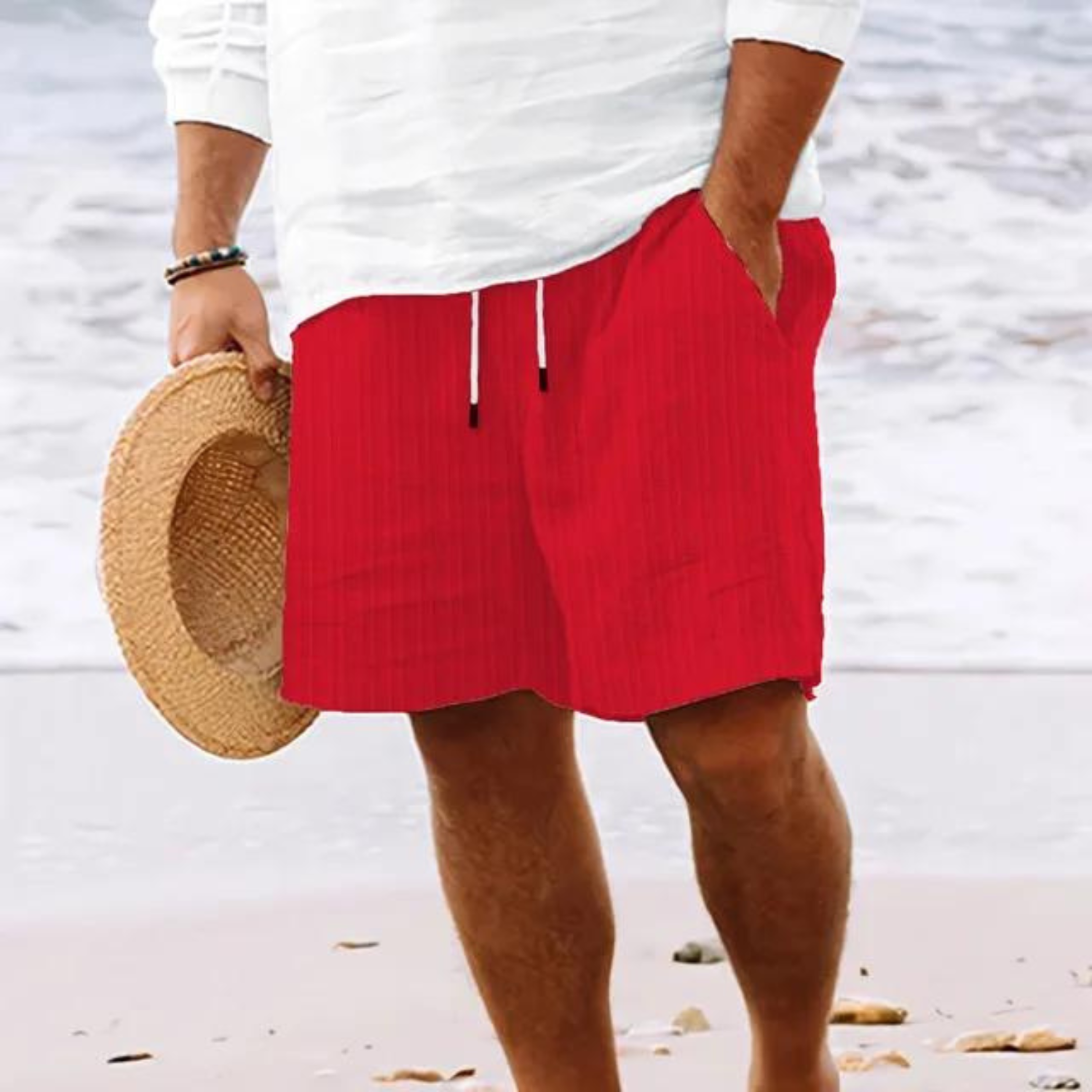 Short Homme à Taille Élastiquée avec Cordon