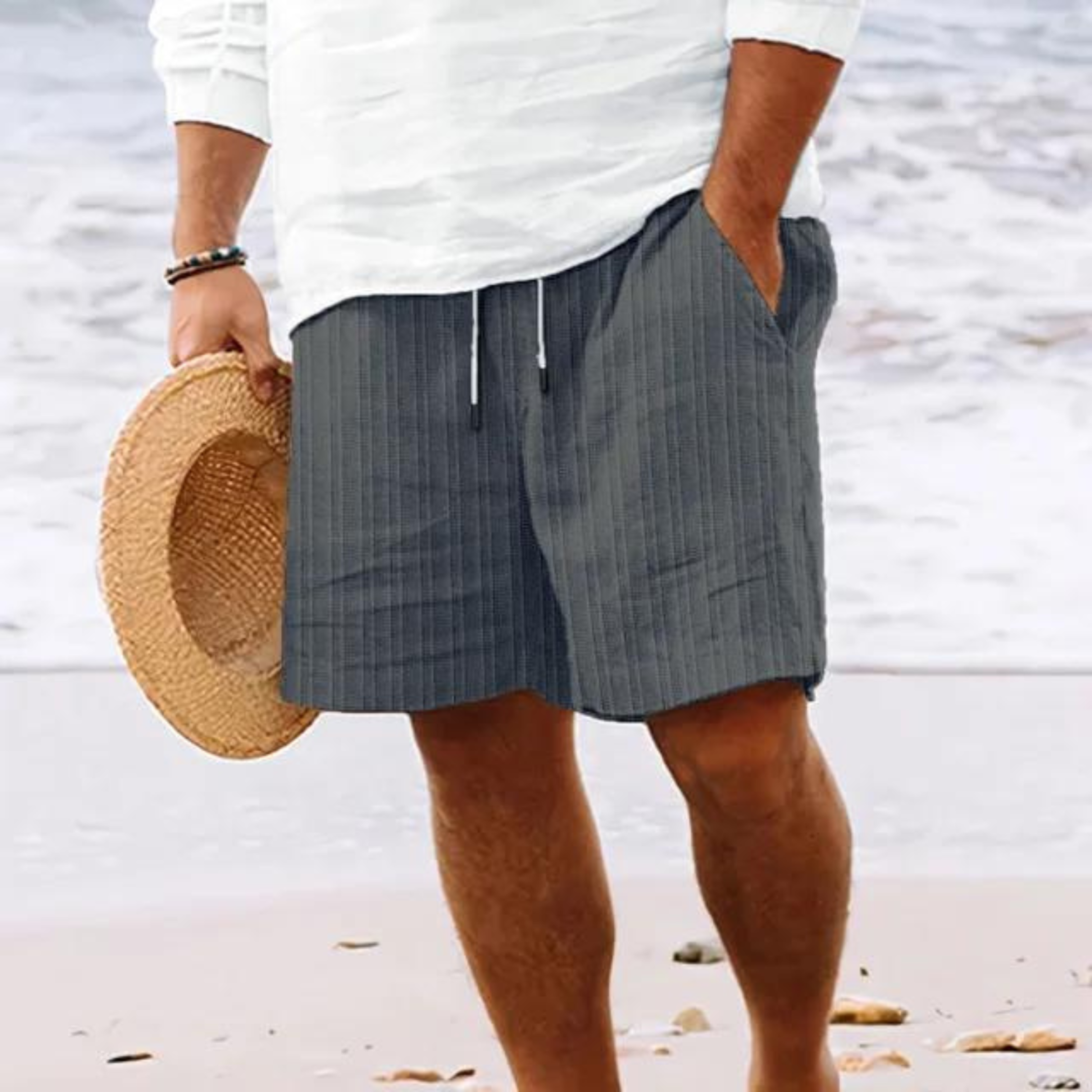 Short Homme à Taille Élastiquée avec Cordon