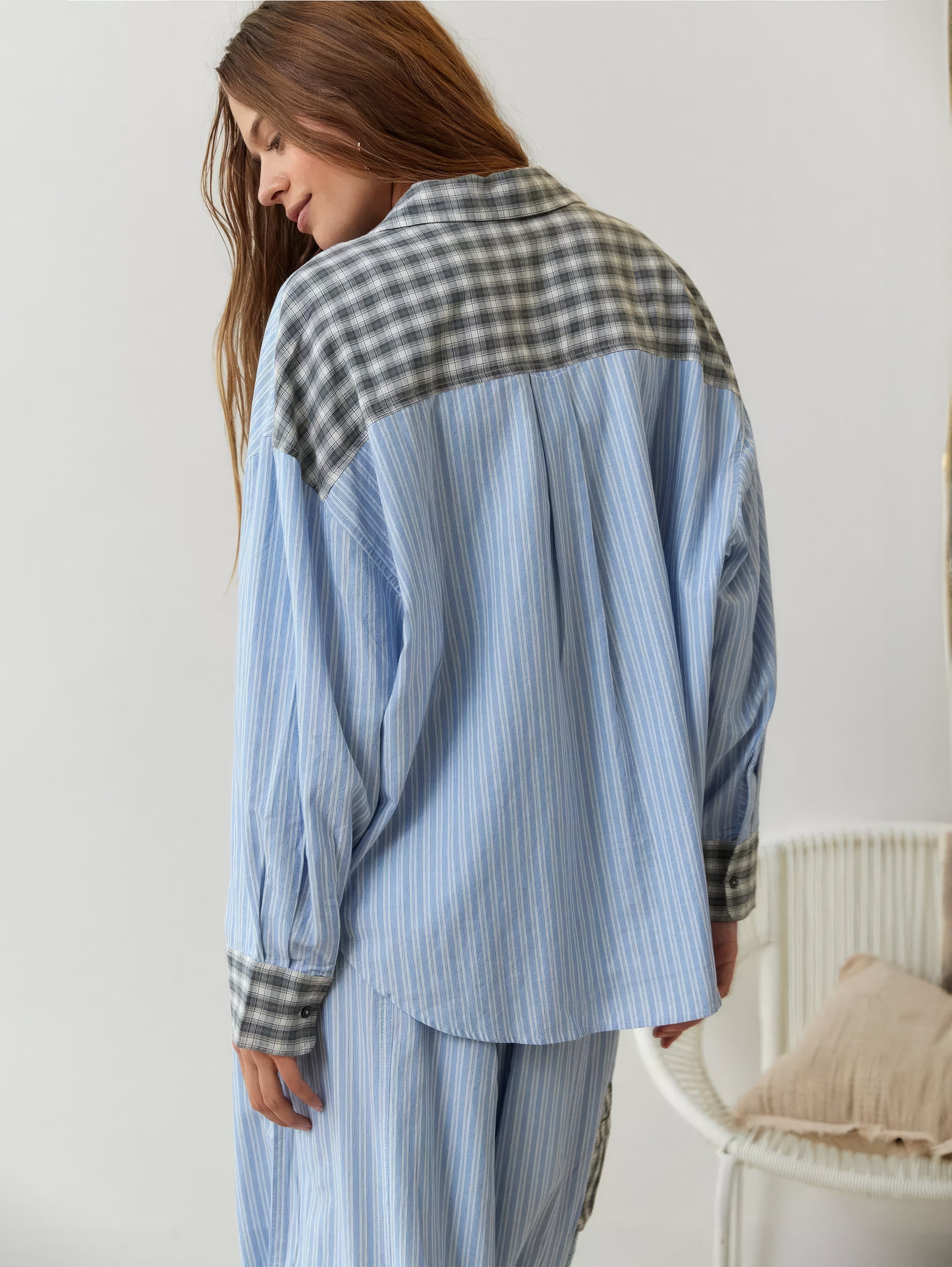 Ensemble Pyjama Rayé Patchwork Femme