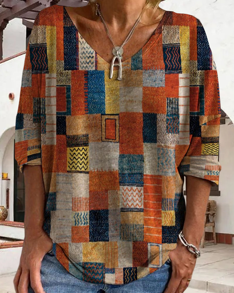 Blouse Femme Patchwork Artistique Chic