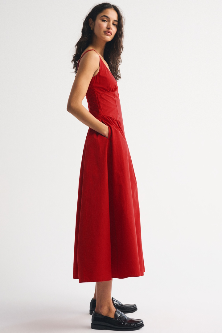 Robe Midi Sans Manches à Pois Femme