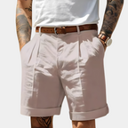 Short Chino Homme à Revers et Ceinture