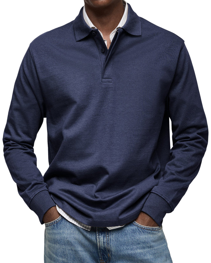 Polo Homme à Manches Longues et Col Classique