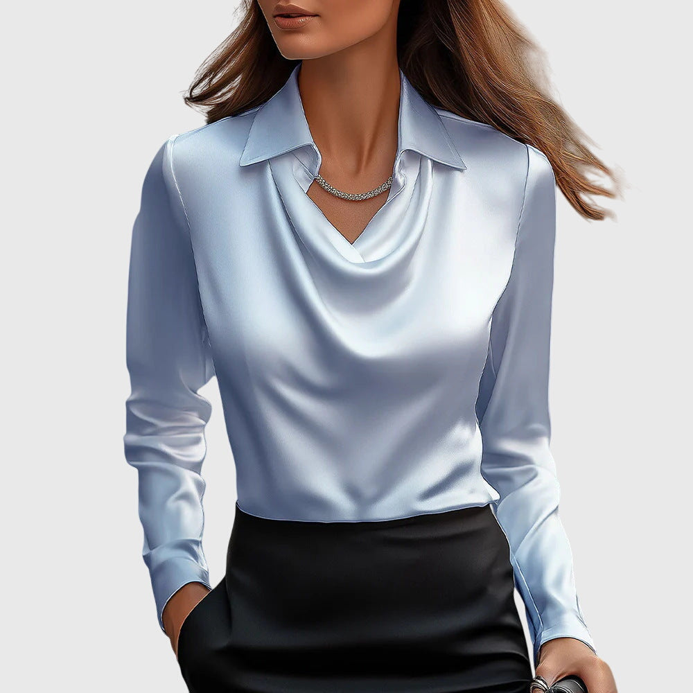 Blouse Femme Satin Drapé Élégant