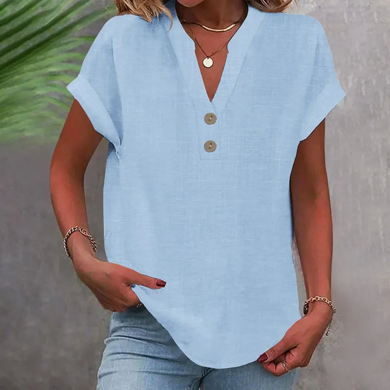 Blouse Femme Col Boutonné Décontractée