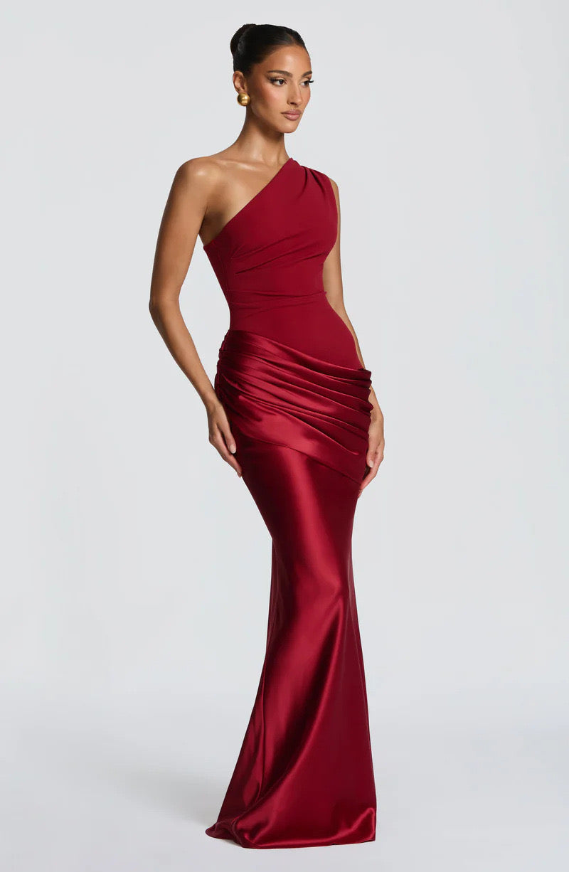 Robe Longue Asymétrique Drapée Femme