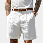Short Chino Homme à Revers et Ceinture