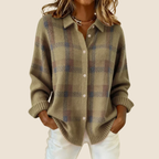 Cardigan Carreaux Boutonné Femme