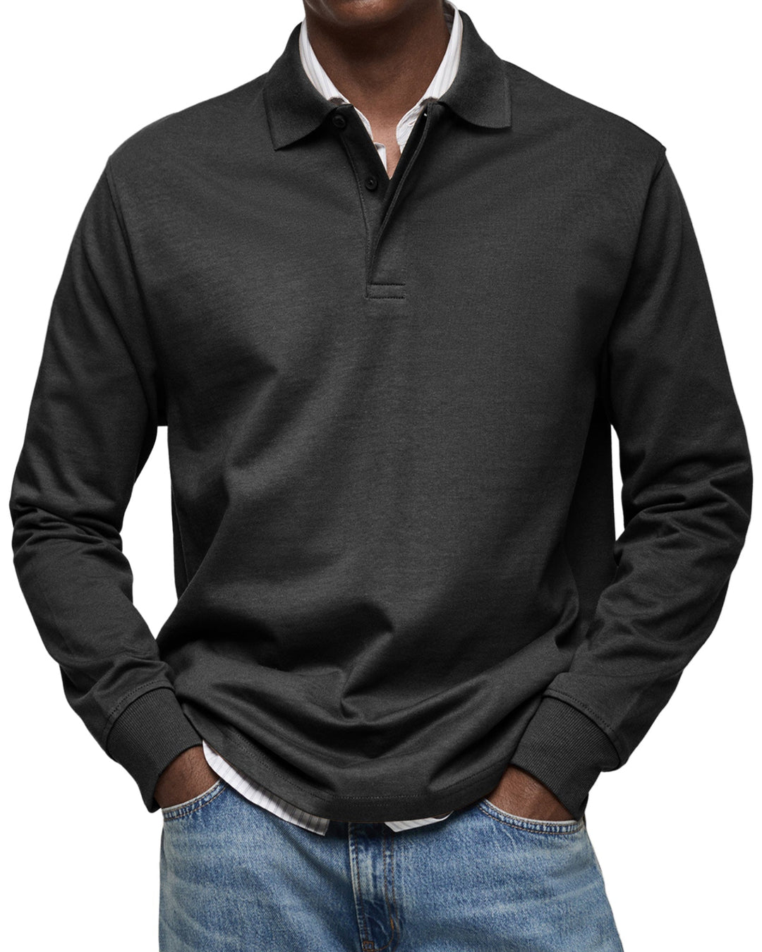 Polo Homme à Manches Longues et Col Classique