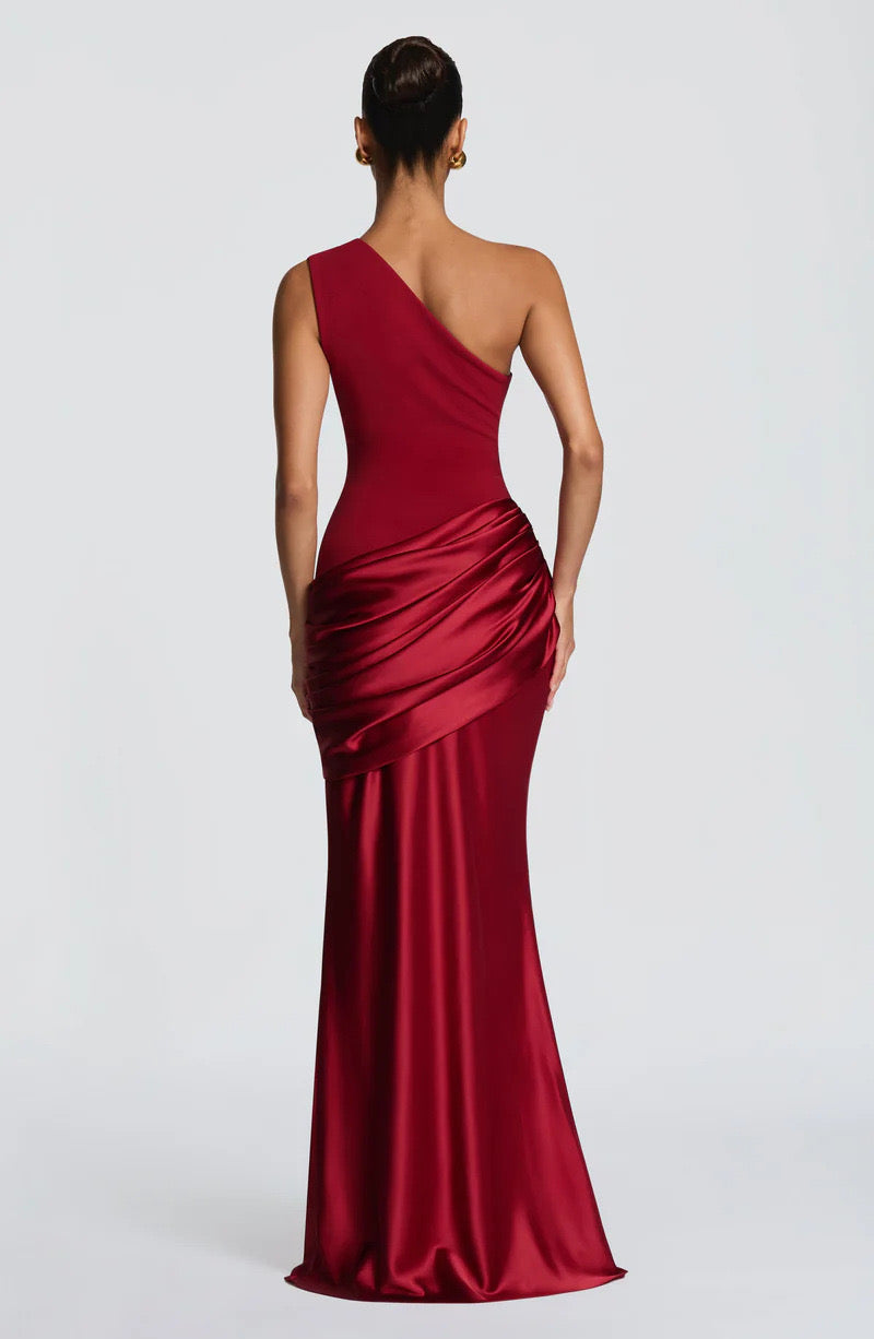 Robe Longue Asymétrique Drapée Femme