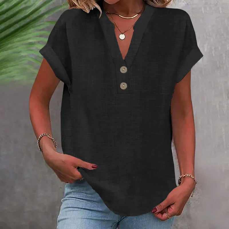 Blouse Femme Col Boutonné Décontractée