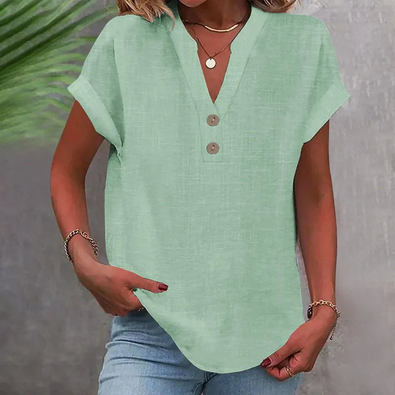 Blouse Femme Col Boutonné Décontractée