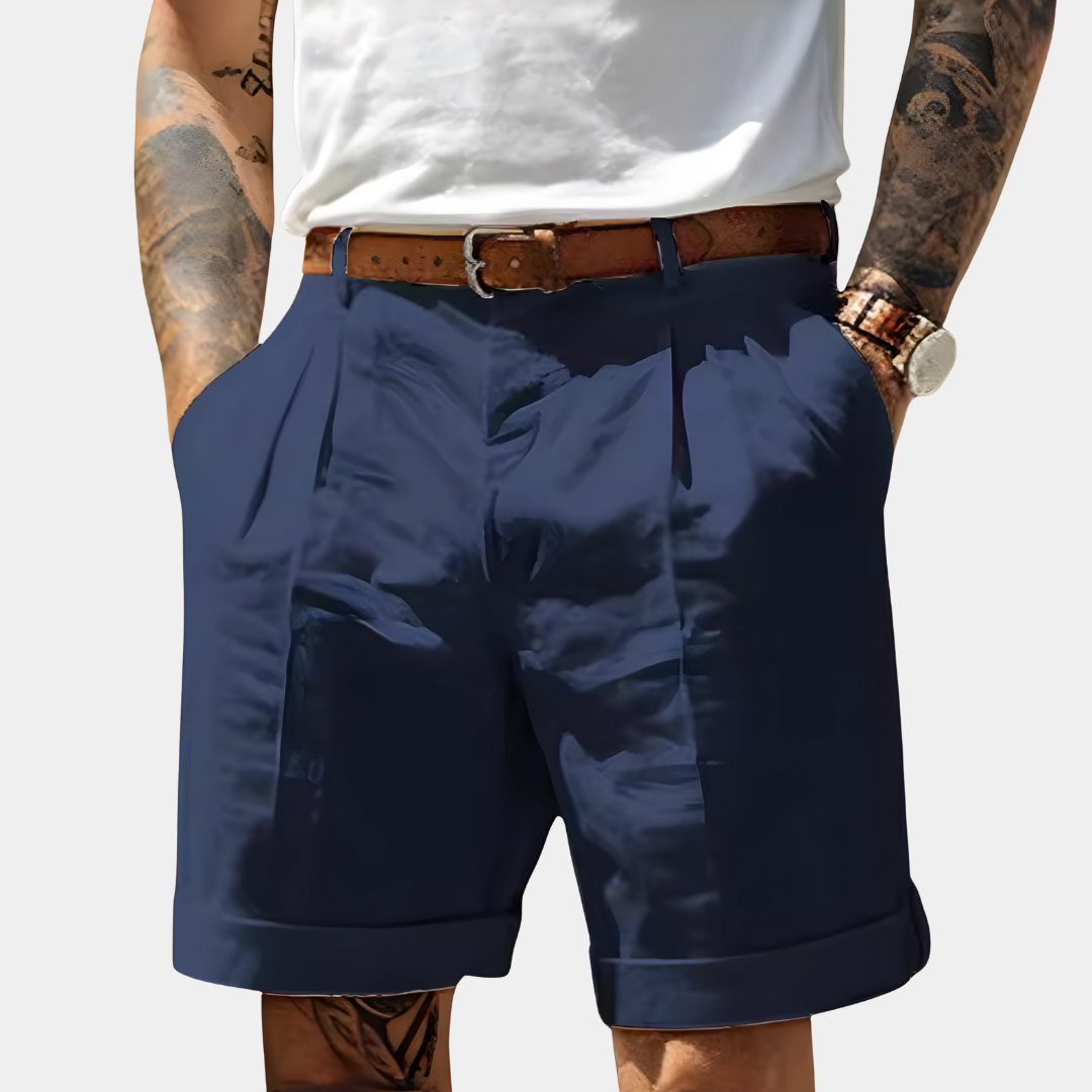 Short Chino Homme à Revers et Ceinture