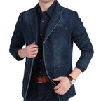 Blazer en Denim Homme à Coupe Tailleur