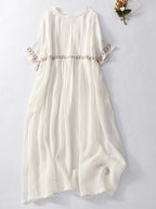 Robe Longue Fluide à Manches Courtes Femme