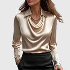 Blouse Femme Satin Drapé Élégant