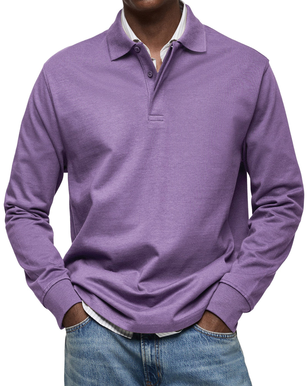 Polo Homme à Manches Longues et Col Classique