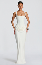 Robe Longue Drapée à Bretelles Femme