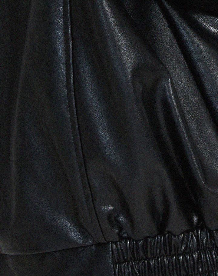 Veste Oversize Effet Cuir à Fermeture Zippée